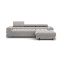Canapé d'angle droit convertible Gris chiné élégance moderne 285x99x181cm FILTRO 