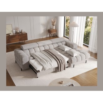 Canapé d'angle droit convertible Gris chiné élégance moderne 285x99x181cm FILTRO 