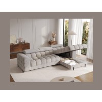 Canapé d'angle droit convertible Gris chiné élégance moderne 285x99x181cm FILTRO 