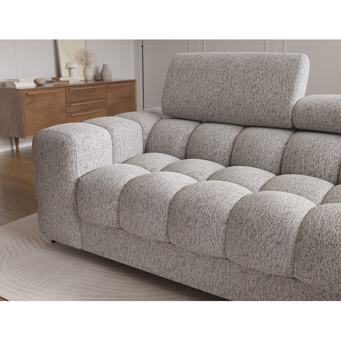 Canapé d'angle droit convertible Gris chiné élégance moderne 285x99x181cm FILTRO 