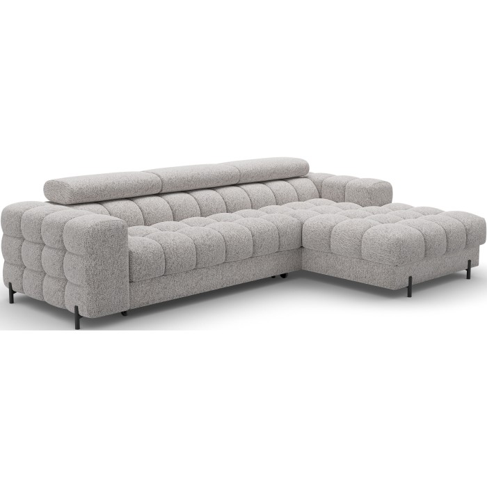 Canapé d'angle droit convertible Gris chiné élégance moderne 285x99x181cm FILTRO 