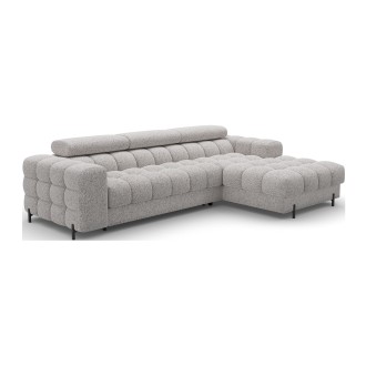 Canapé d'angle droit convertible Gris chiné élégance moderne 285x99x181cm FILTRO 