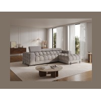 Canapé d'angle droit convertible Gris chiné élégance moderne 285x99x181cm FILTRO 