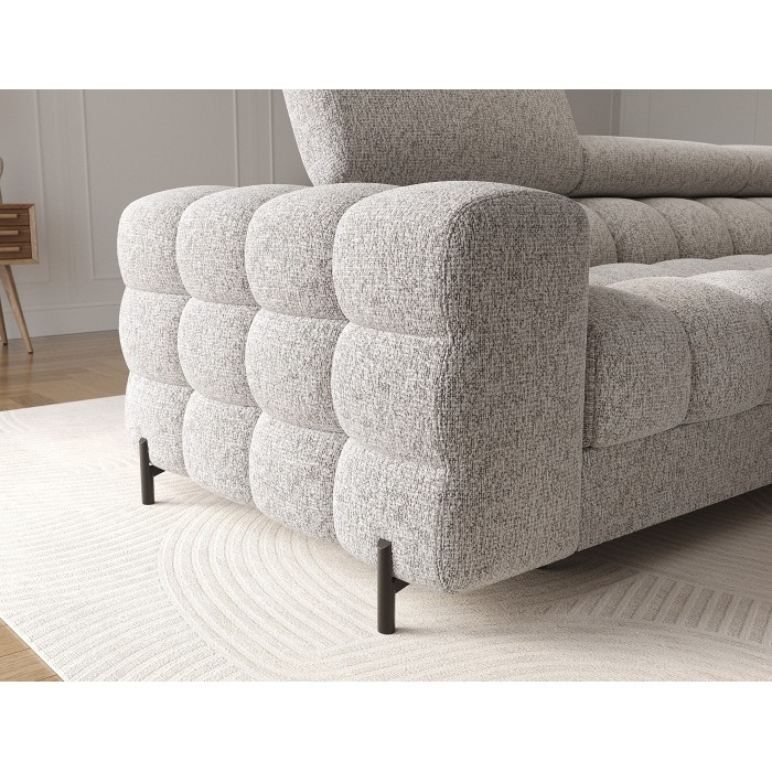 Canapé d'angle droit convertible Gris chiné élégance moderne 285x99x181cm FILTRO 