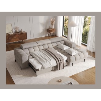 Canapé d'angle droit convertible Beige chiné allure contemporaine 285x99x181cm FILTRO 