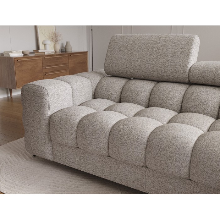 Canapé d'angle droit convertible Beige chiné allure contemporaine 285x99x181cm FILTRO 