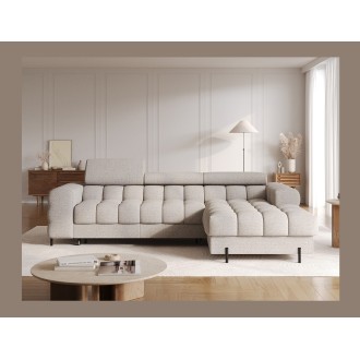 Canapé d'angle droit convertible Beige chiné allure contemporaine 285x99x181cm FILTRO 
