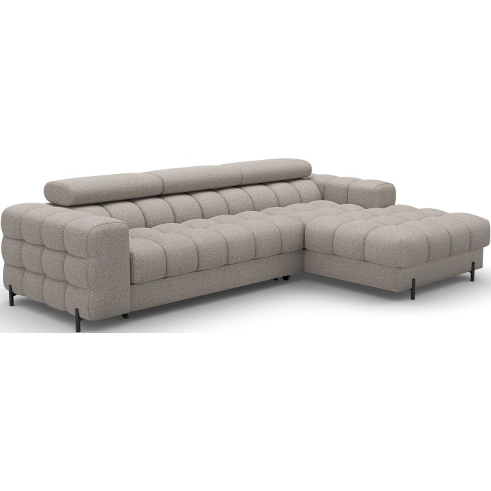 Canapé d'angle droit convertible Beige chiné allure contemporaine 285x99x181cm FILTRO 