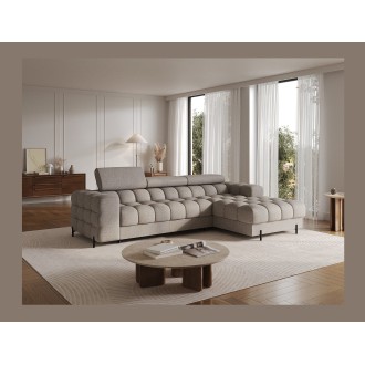Canapé d'angle droit convertible Beige chiné allure contemporaine 285x99x181cm FILTRO 