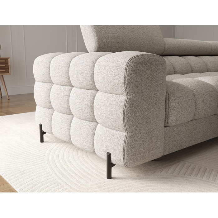 Canapé d'angle droit convertible Beige chiné allure contemporaine 285x99x181cm FILTRO 