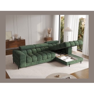 Canapé d'angle droit convertible Emeraude style épuré 285x99x181cm FILTRO 