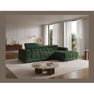 Canapé d'angle droit convertible Emeraude style épuré 285x99x181cm FILTRO 
