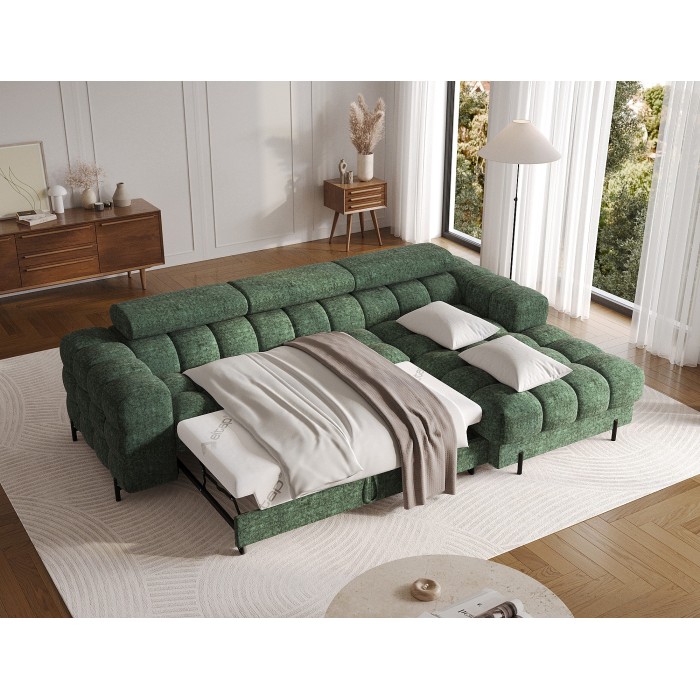 Canapé d'angle droit convertible Emeraude style épuré 285x99x181cm FILTRO 