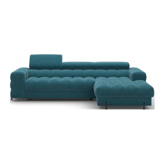 Canapé d'angle droit convertible Bleu canard style épuré 285x99x181cm FILTRO 