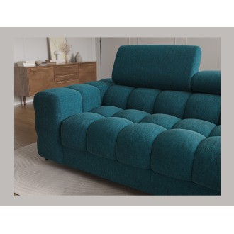 Canapé d'angle droit convertible Bleu canard style épuré 285x99x181cm FILTRO 