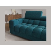 Canapé d'angle droit convertible Bleu canard style épuré 285x99x181cm FILTRO 