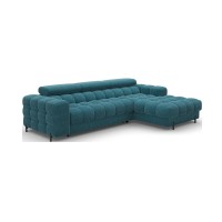 Canapé d'angle droit convertible Bleu canard style épuré 285x99x181cm FILTRO 
