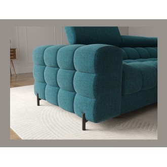 Canapé d'angle droit convertible Bleu canard style épuré 285x99x181cm FILTRO 