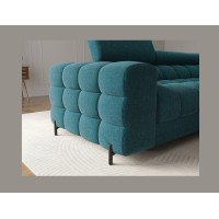 Canapé d'angle droit convertible Bleu canard style épuré 285x99x181cm FILTRO 