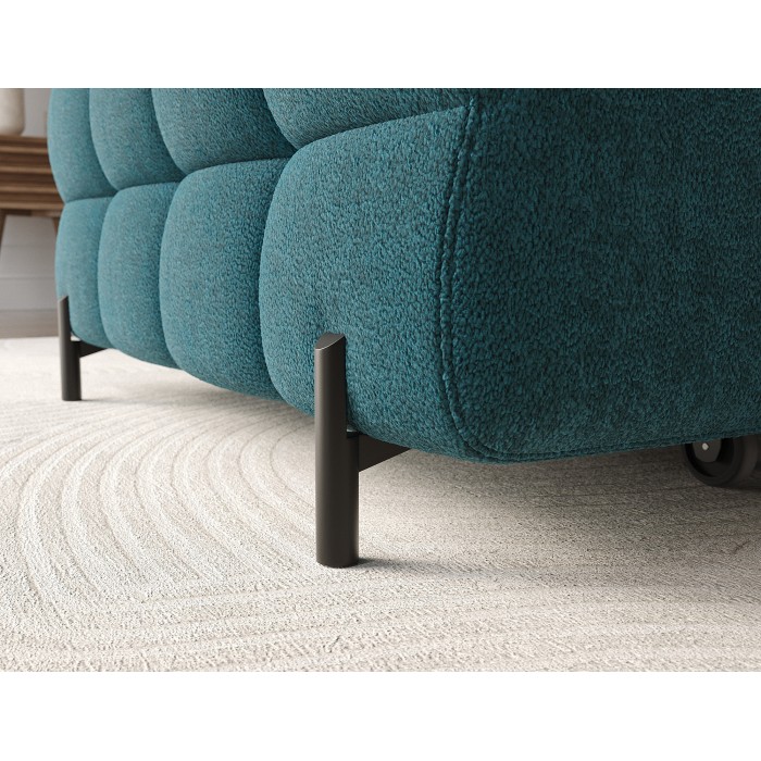 Canapé d'angle droit convertible Bleu canard style épuré 285x99x181cm FILTRO 