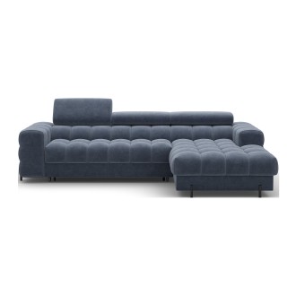 Canapé d'angle droit convertible Bleu design élégant 285x99x181cm FILTRO 