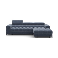 Canapé d'angle droit convertible Bleu design élégant 285x99x181cm FILTRO 