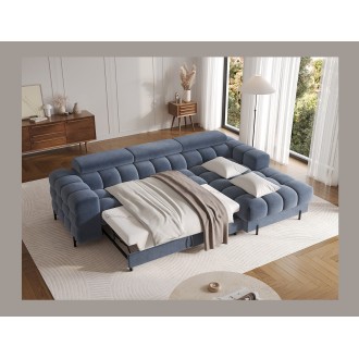 Canapé d'angle droit convertible Bleu design élégant 285x99x181cm FILTRO 