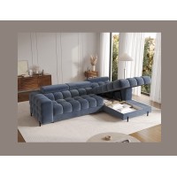 Canapé d'angle droit convertible Bleu design élégant 285x99x181cm FILTRO 