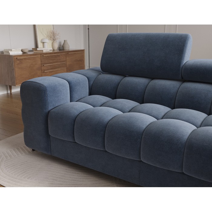 Canapé d'angle droit convertible Bleu design élégant 285x99x181cm FILTRO 