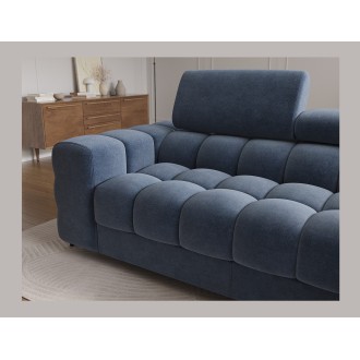 Canapé d'angle droit convertible Bleu design élégant 285x99x181cm FILTRO 