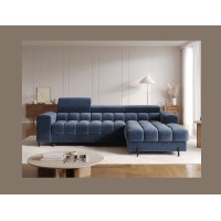 Canapé d'angle droit convertible Bleu design élégant 285x99x181cm FILTRO 