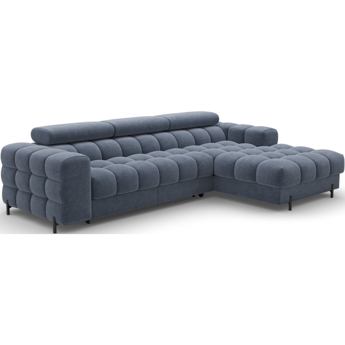 Canapé d'angle droit convertible Bleu design élégant 285x99x181cm FILTRO 
