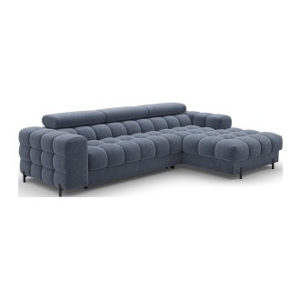 Canapé d'angle droit convertible Bleu design élégant 285x99x181cm FILTRO 