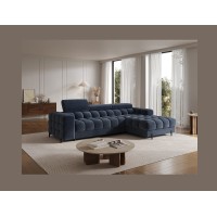 Canapé d'angle droit convertible Bleu design élégant 285x99x181cm FILTRO 