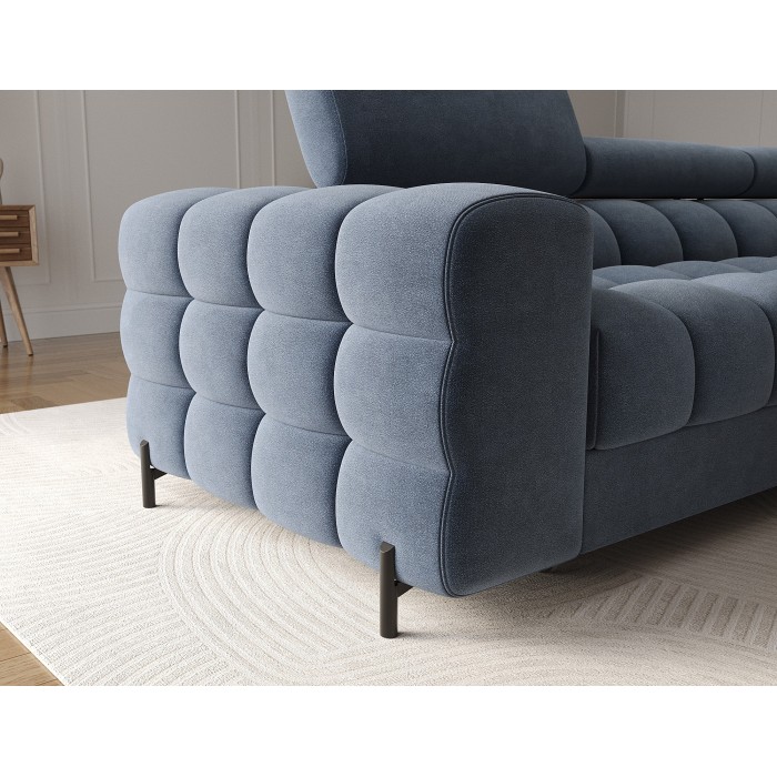 Canapé d'angle droit convertible Bleu design élégant 285x99x181cm FILTRO 