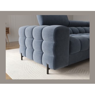 Canapé d'angle droit convertible Bleu design élégant 285x99x181cm FILTRO 