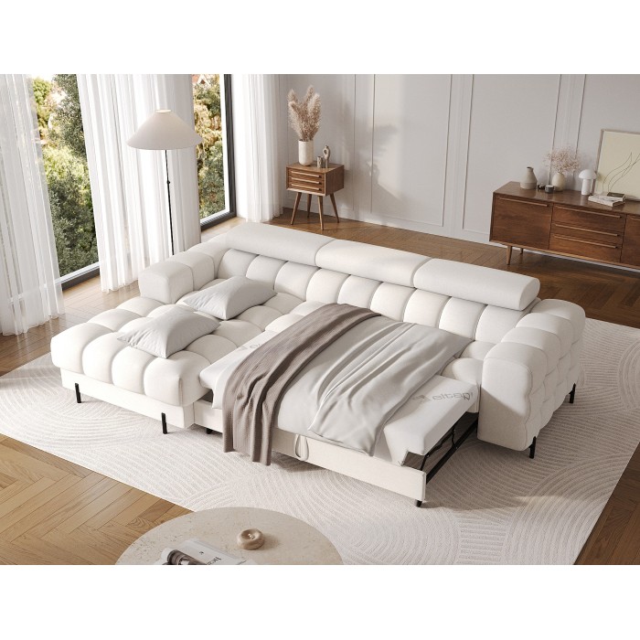 Canapé d'angle gauche convertible Blanc style épuré 285x99x181cm FILTRO 
