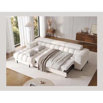 Canapé d'angle gauche convertible Blanc style épuré 285x99x181cm FILTRO 