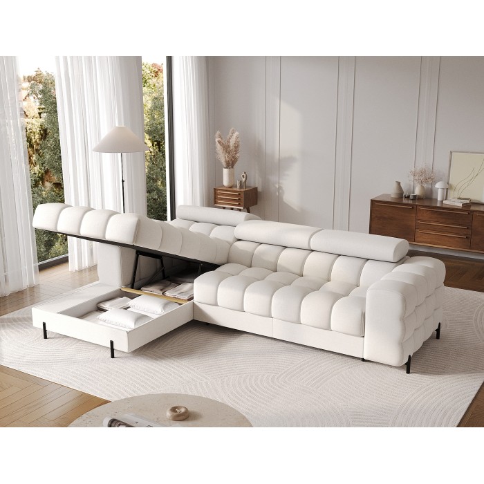 Canapé d'angle gauche convertible Blanc style épuré 285x99x181cm FILTRO 