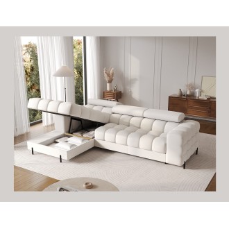 Canapé d'angle gauche convertible Blanc style épuré 285x99x181cm FILTRO 