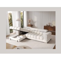 Canapé d'angle gauche convertible Blanc style épuré 285x99x181cm FILTRO 