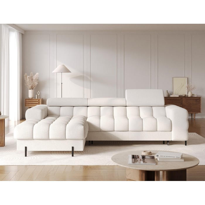 Canapé d'angle gauche convertible Blanc style épuré 285x99x181cm FILTRO 
