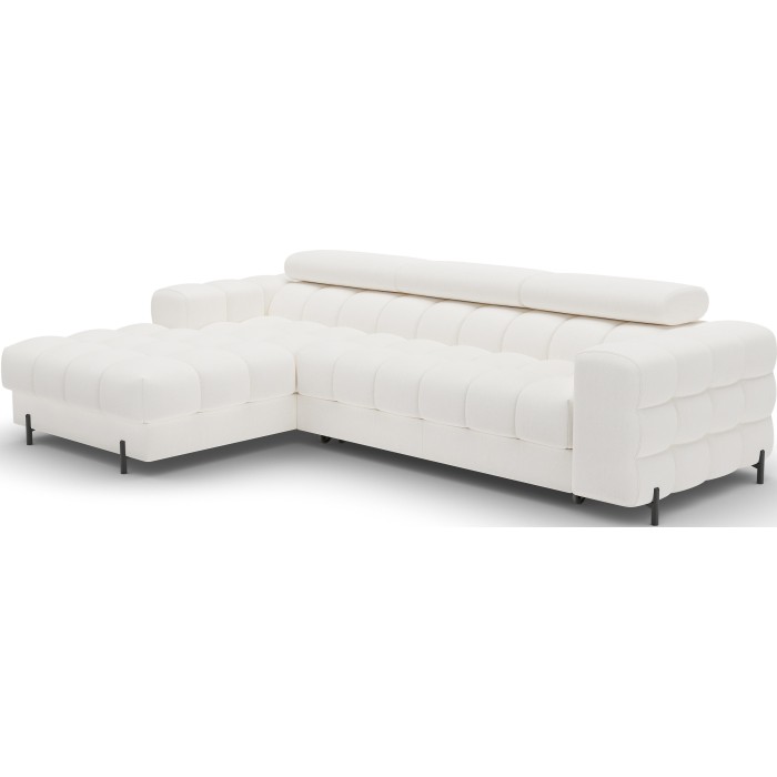 Canapé d'angle gauche convertible Blanc style épuré 285x99x181cm FILTRO 