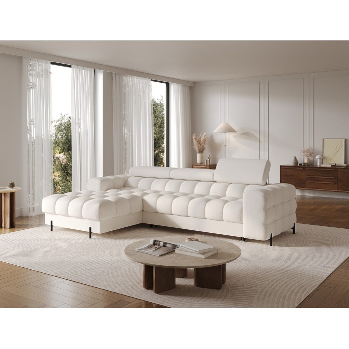 Canapé d'angle gauche convertible Blanc style épuré 285x99x181cm FILTRO 