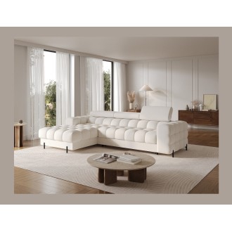 Canapé d'angle gauche convertible Blanc style épuré 285x99x181cm FILTRO 