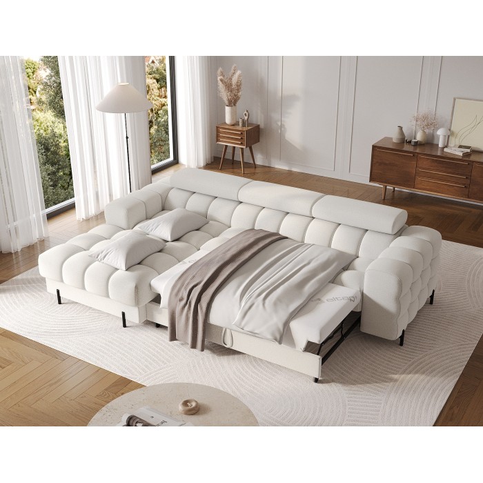 Canapé d'angle gauche convertible Blanc allure contemporaine 285x99x181cm FILTRO 