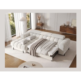 Canapé d'angle gauche convertible Blanc allure contemporaine 285x99x181cm FILTRO 