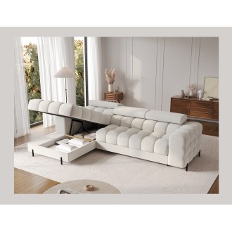 Canapé d'angle gauche convertible Blanc allure contemporaine 285x99x181cm FILTRO 