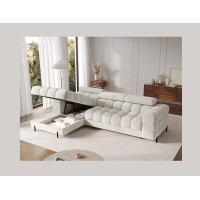 Canapé d'angle gauche convertible Blanc allure contemporaine 285x99x181cm FILTRO 