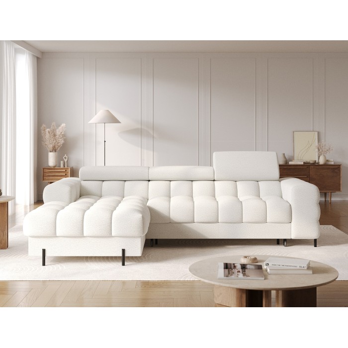 Canapé d'angle gauche convertible Blanc allure contemporaine 285x99x181cm FILTRO 
